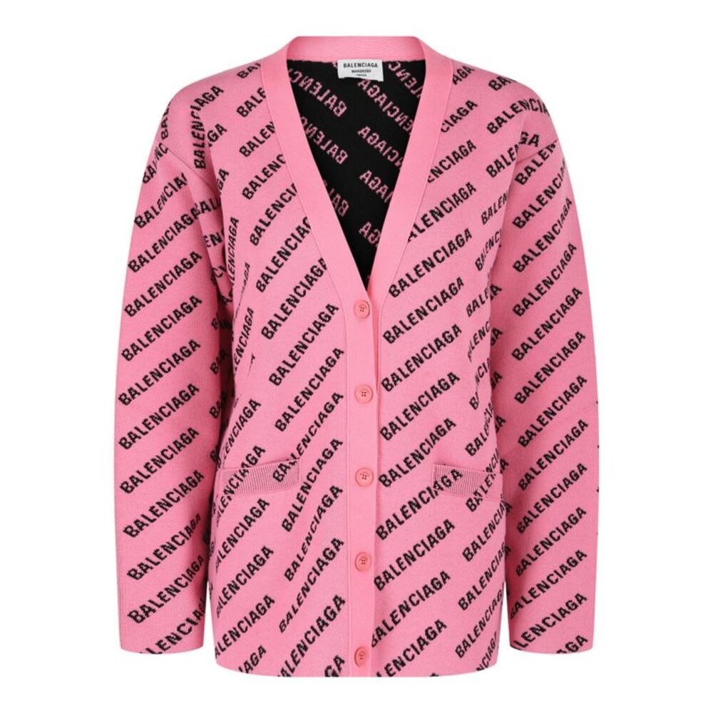Balenciaga Allover Logo Cardigan Multi Womens